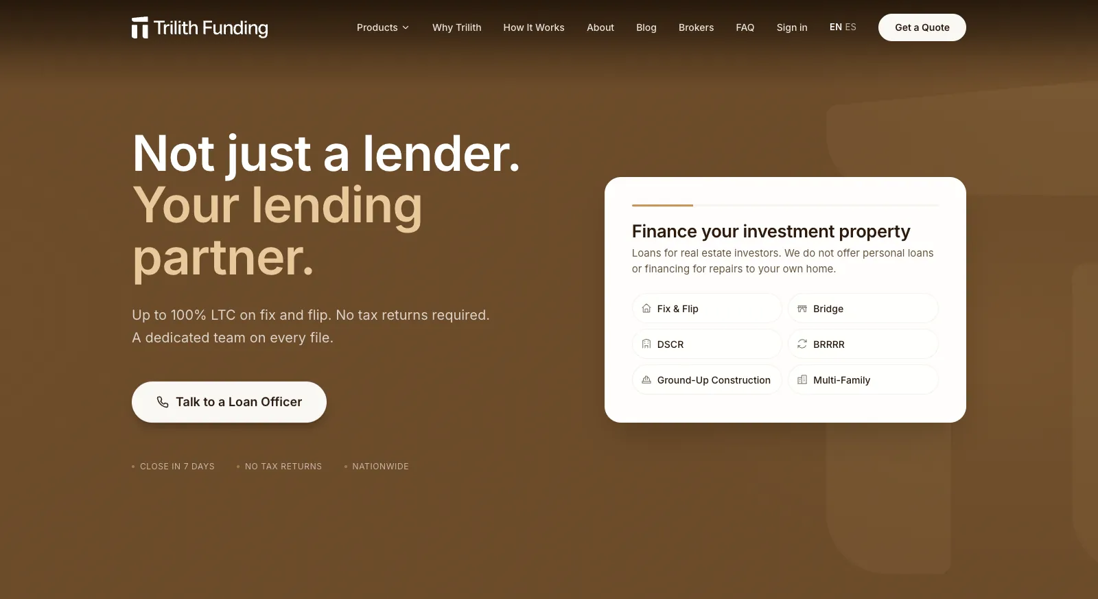 Trilith Funding's home page
