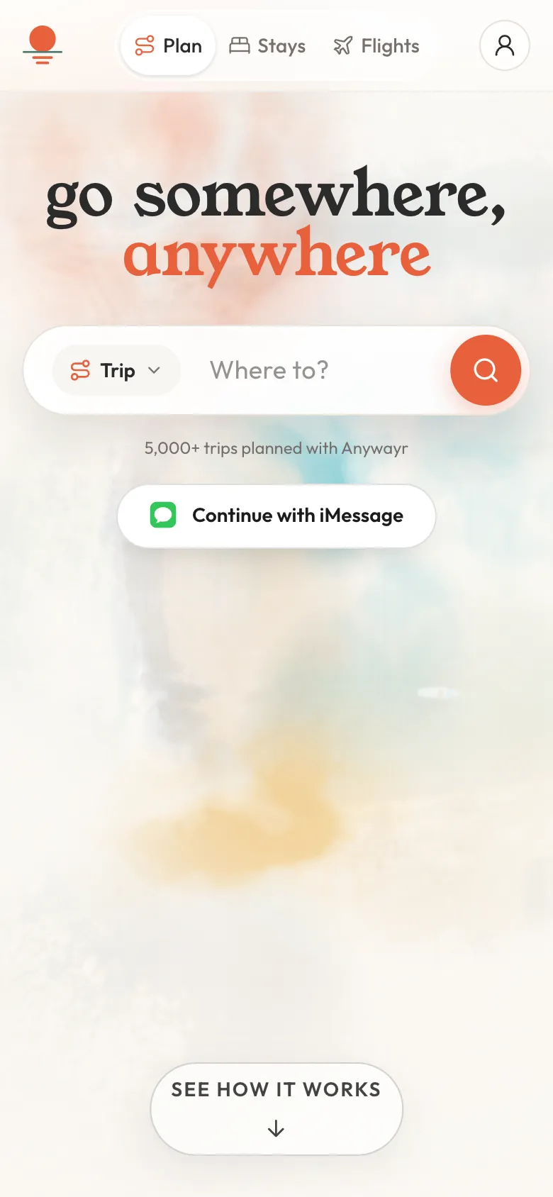 Anywayr's home page on a phone