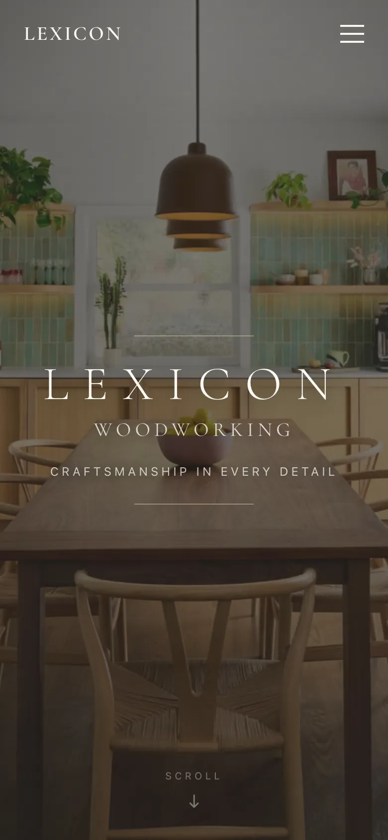 Lexicon Woodworking's home page on a phone